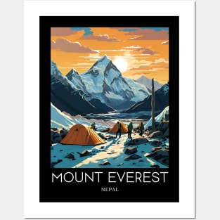 A Pop Art Travel Print of Mount Everest - Nepal Posters and Art